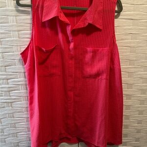 Kim Rogers Coral sleeveless button up waffle design NWT